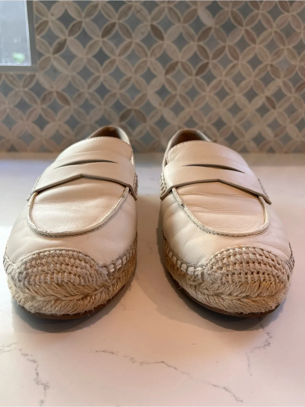 Sam Edelman Kai Cream Ivory Espadrille Penny Loafers Size 8
